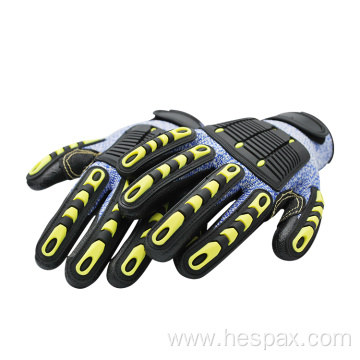 Hespax Shockproof Oilfield Cut Resistant HPPE TPR Gloves